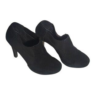 Black Faux Suede & Elastic High Heel Booties size‎ 7.5 sexy bohemian